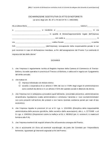 dichiarazione sostitutiva di certificazione o dell'atto di notorieta ...