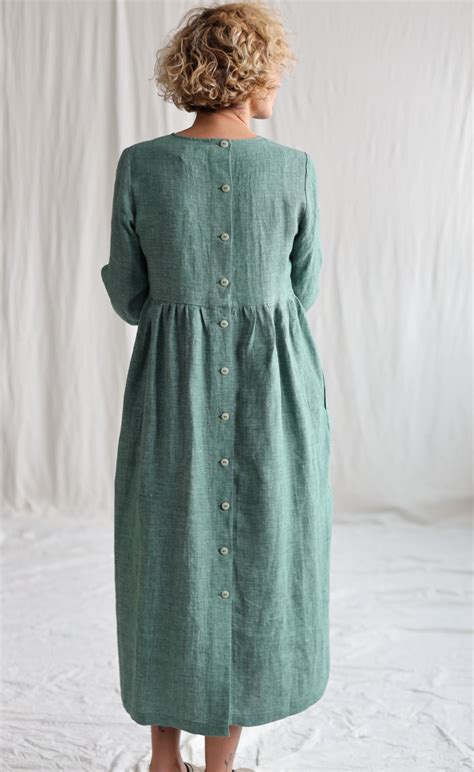 Light Green Long Sleeve Linen Maxi Dress MARGOT / OFFON CLOTHING - Etsy ...