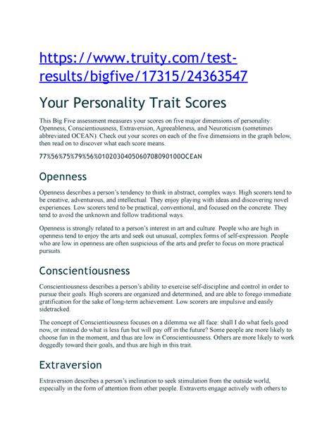 Big personality - Personal opinion assignment - truity/test- results ...
