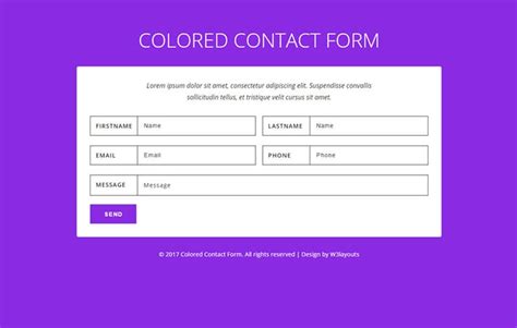 Colored Contact Form Flat Responsive Widget Template