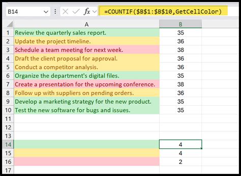 Count Based On Color in Excel 的图像结果