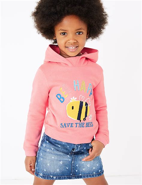 Buy Sequin Bee Happy Slogan Hoodie (2-7 Years) at Marks & Spencer