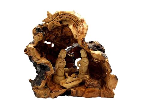 Olive Wood Nativity Grotto Set #NA106 - Holy Land Olive Wood ...