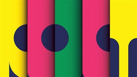 Yellow Pink Green Blue Circles Layers Volume Bright Abstraction 4K HD ...