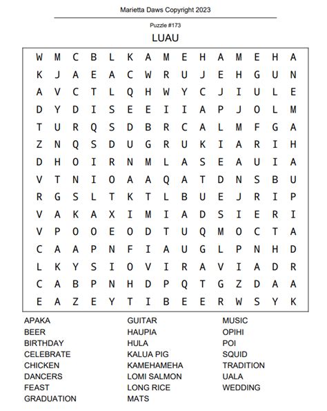 Large Print Hawaii Word Searches - Marietta Daws
