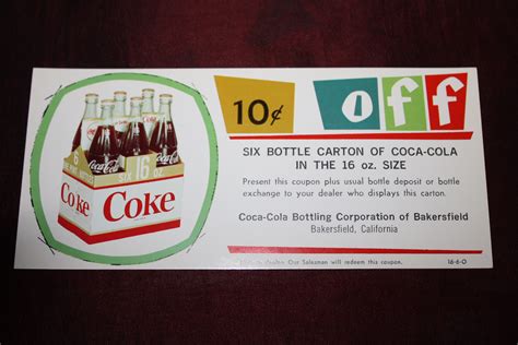 Group of 3 Different Vintage 1950s Coca Cola 10 Cents off Coupons ...