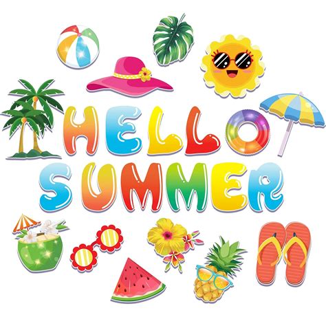 WAEKIYTL 46Pcs Summer Bulletin Board Cutouts Set 23 Designs Tropical ...
