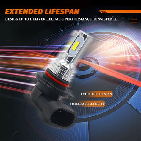 9005 9006 LED Headlight Bulb Kit 6000K White Super Bright High/Low Beam ...