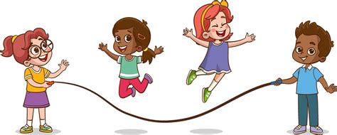 illustration cartoon of kids jumping rope in the park. 47118305 Vector ...