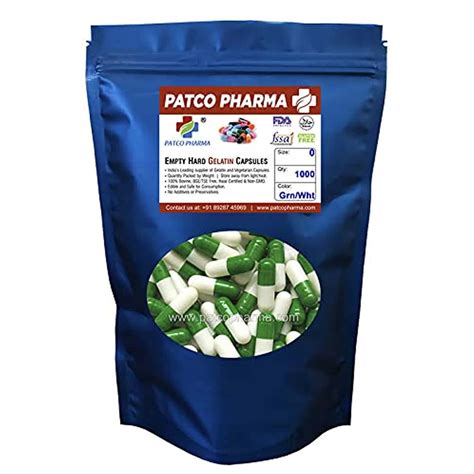 Buy PATCO PHARMA- SIZE 0 GREEN/WHITE EMPTY GELATIN PILL CAPSULE|DIY ...