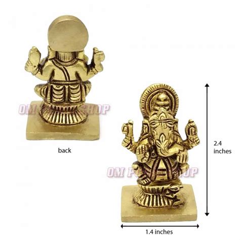 Small Ganpati Brass Idol - 2.4 inches | Lord Ganesha Statue