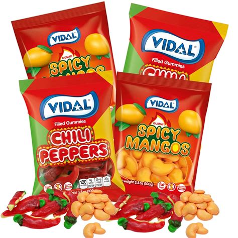 Amazon.com : Gummy Candy Bundle, Vidal Chili Pepper and Spicy Mango ...