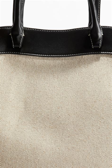 Canvas Shopper - Light beige/black - Ladies | H&M PH