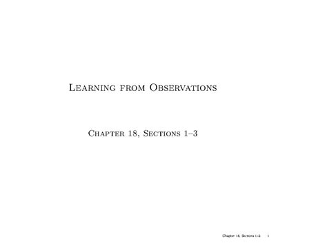 Chapter 18 - Learning from Observations: Key Concepts and Methods - Studocu