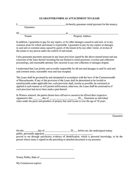 Guarantor Form as Attachment to Lease - Fill Online, Printable ...