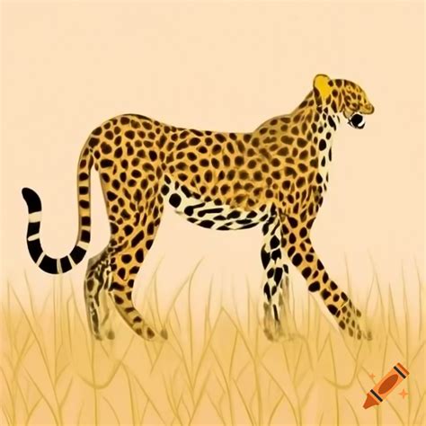 Hybrid feline resembling cheetah and leopard in african savanna on Craiyon