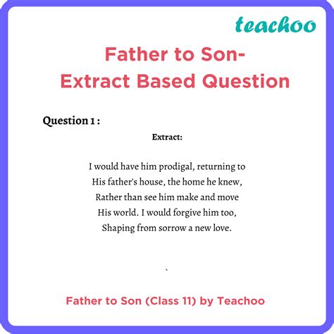 [Extra Question] Father to Son - Hornbill Class 11 Poem (Teachoo)