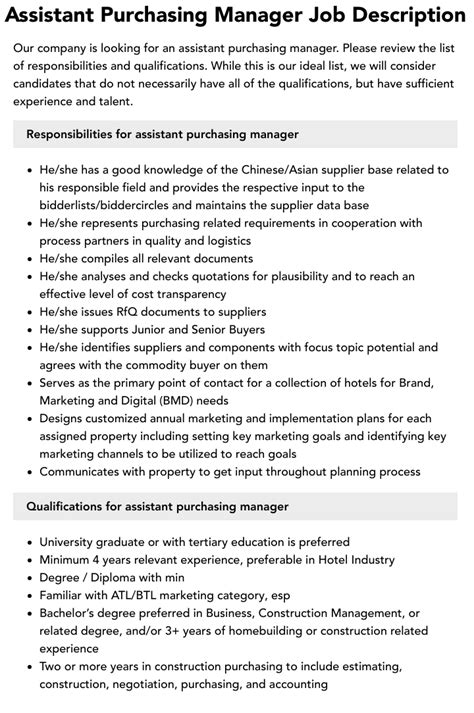 Image result for Purchasing Assistant Job Description