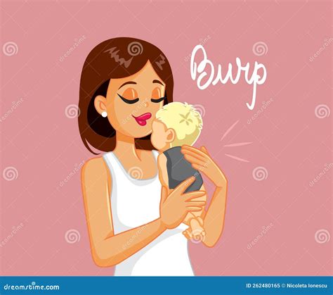 Mom Trying Burping Method for Baby after Feeding Vector Cartoon Stock Vector - Illustration of ...