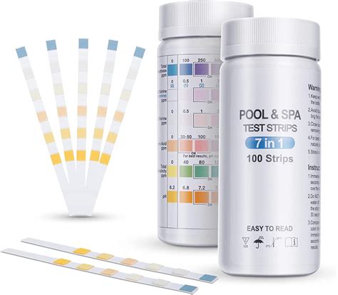 Pool Test Strips 100 Pack, 7 in 1 Test Strips for Swimming Pool, Spa ...
