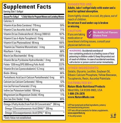 Nature Made Prenatal Multivitamin With Folic Acid Tablets at Justin Stamps blog