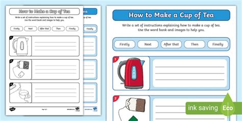 Making a Cup of Tea Instruction Writing Template
