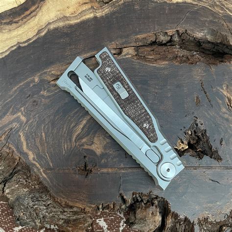 Reate EXO M S/E Gravity Knife Titanium Handle w/ Burlap Micarta Inlay ...