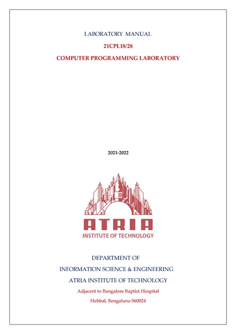 1st year CPL LAB Manual 21-22 - LABORATORY MANUAL 21CPL18/ COMPUTER ...