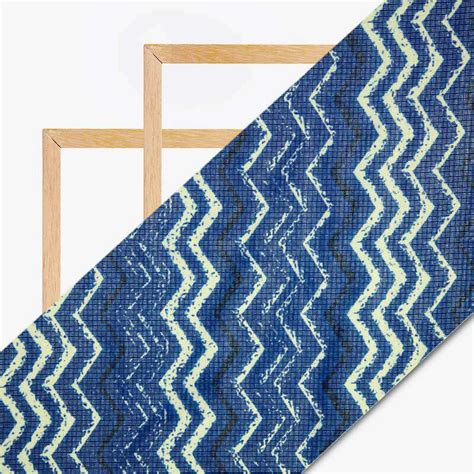 Royal Blue And White Leheriya Pattern Digital Print Kota Doria Fabric ...