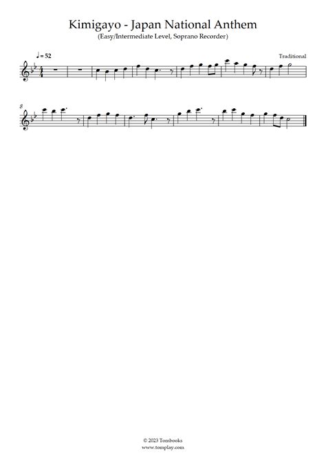 Kimigayo - Japan National Anthem (Easy/Intermediate Level, Soprano ...