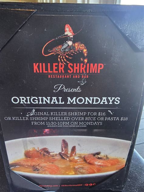 Menu at Killer Shrimp pub & bar, Marina del Rey, Admiralty Way