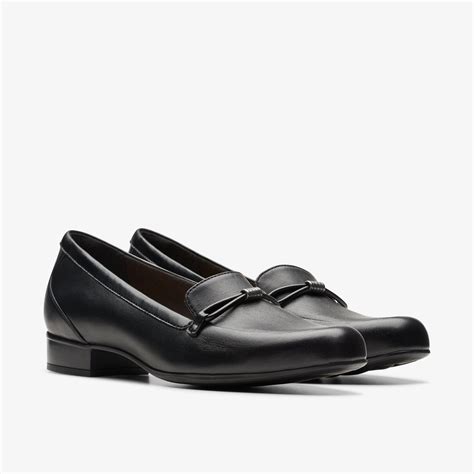 Womens Juliet Shine Black Leather Slip Ons| Clarks