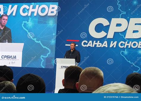 Sremska Mitrovica, Serbia 03.17.2023 Rally of the Serbian Progressive ...