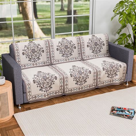 Kuber Industries 3 Seater Cotton Sofa Set Cover | Sofa Slipcover ...