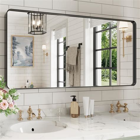 Amazon.com: TETOTE 48 x 24 Inch Black Frame Mirror, Bathroom Vanity ...
