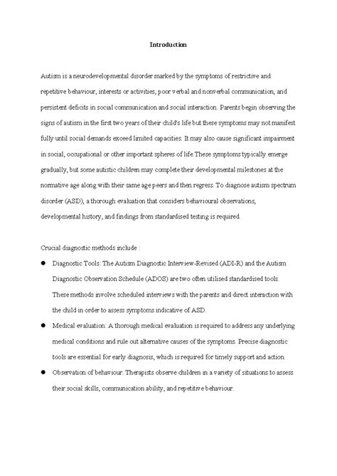 Introduction ASD - Introduction Autism is a neurodevelopmental disorder ...