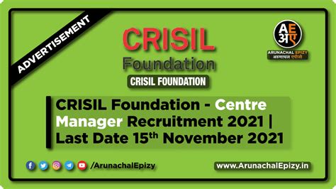 CRISIL Foundation - Centre Manager Recruitment 2021 | Last Date 15 ...