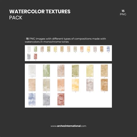 Watercolor Textures Pack - 15 PNG images