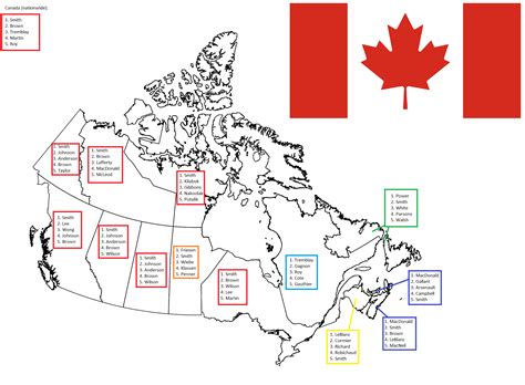 Most common surnames in each of Canada's provinces and territories : r ...