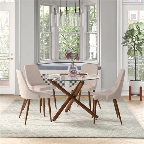 Round Glass Dining Tables Set For 4 | Foter