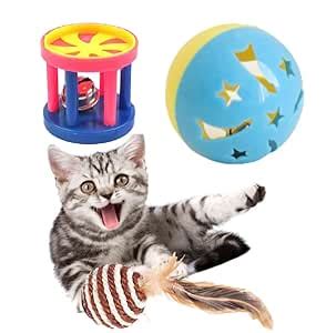 THE DDS STORE 3 Pcs Combo Cat Toy Value Pack Plastic Ball Toys Lattice ...