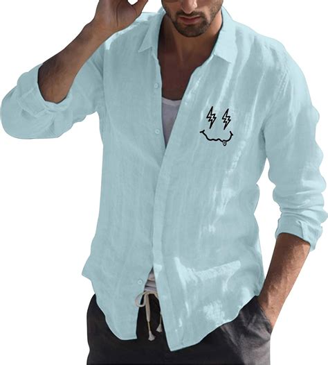 Shirts for Men Mens Cotton Linen Shirts Long Sleeve India | Ubuy