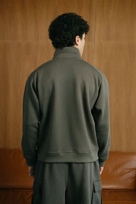 Charcoal High Neck Zipper Jacket
