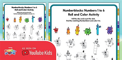 FREE! - Numberblocks: Roll and Color to 6 Worksheet - Twinkl