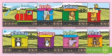 Carta Hari dalam Seminggu - Tema Kereta Api