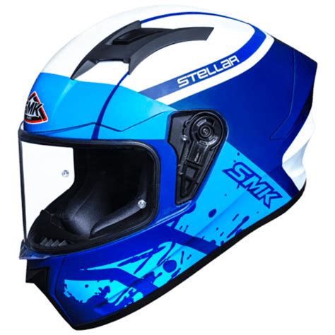 SMK HELMET - Stellar Squad White Blue Gloss (GL551) Helmet – LRL Motors