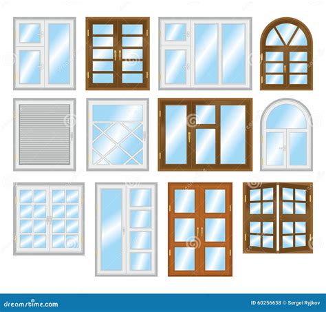 Set of Different Types of Windows. Stock Illustration - Illustration of ...