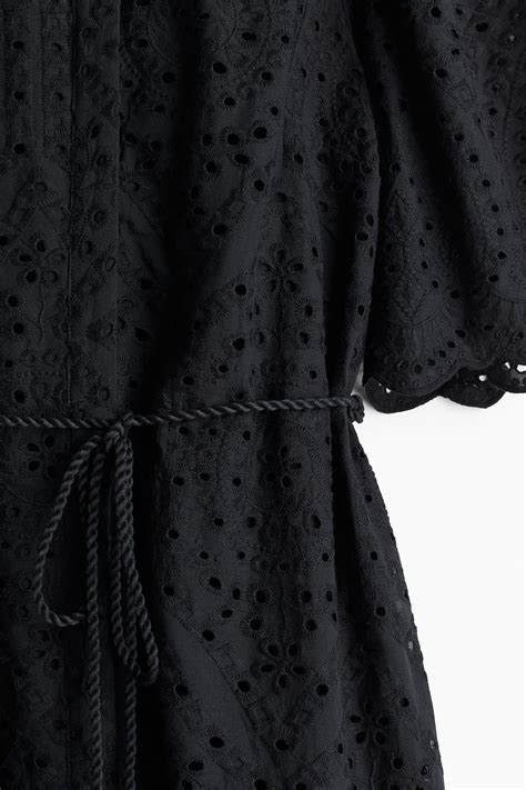 Vestido camisa en bordado inglés - Negro - Ladies | H&M MX