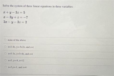 Image result for Solving System of Linear Equations in Three Variables