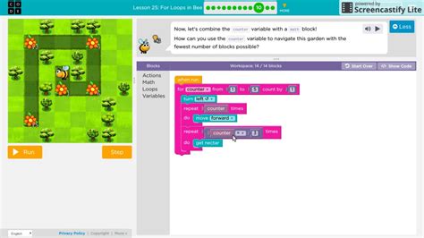 Code.org Lesson 25 The Bee Answers 的图像结果